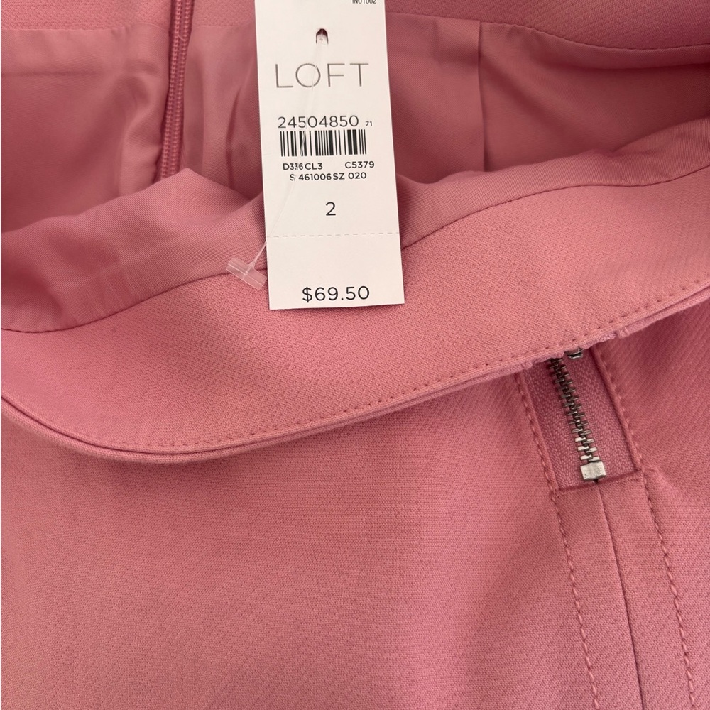 LOFT Pink Skirt with Zipper Accents NWT